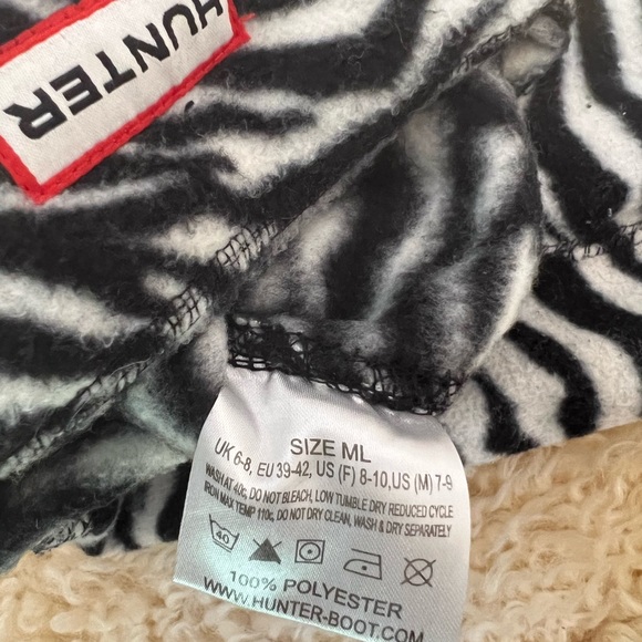 Hunter Original Tall MOUSTACHE Boot Socks Liner Zebra Black White Size US M/L - Picture 5 of 11